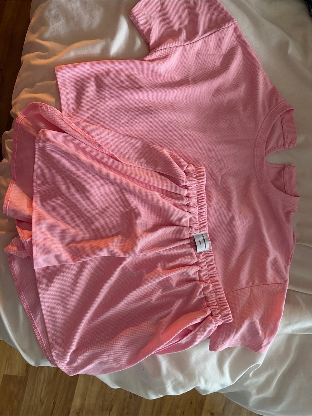 Womens Pink Short Sleeve Top and Shorts Set